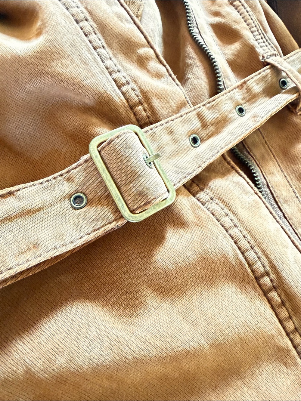 Anthropologie Camel Moto Jacket Belted Stretch Size S - Picture 10 of 15